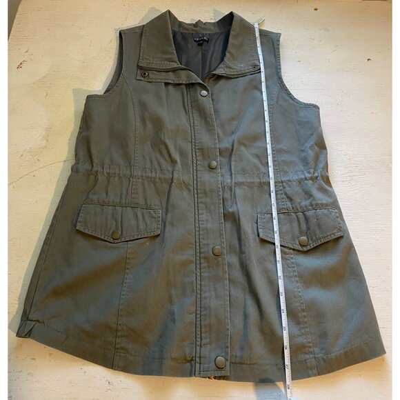 Hannah Women’s M Vest Olive Green Sleeveless Utility Vest With Pockets & Snap - Picture 7 of 14